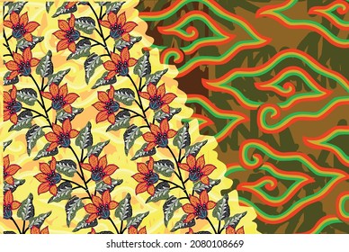 Motif Mega Mendung, Batik Motiv typisch für West-Java Indonesien, gekrümmte Linie Muster mit Cloud-Objekten, mit Entwicklungen und verschiedenen künstlerischen Farben