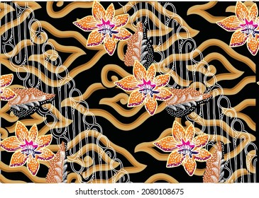 Motif Mega Mendung, batik motif typical of West Java Indonesia, curved line pattern with cloud objects, with developments and various artistic colors