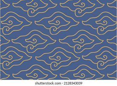 Motif Mega Mendung, motivo batik típico de Java Occidental Indonesia, patrón de línea curvada con objetos en la nube, con desarrollos y varios colores artísticos