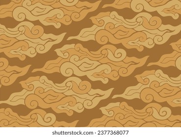 Motif Mega Mendung, batik motif typical of West Java Indonesia, curved line pattern with cloud objects, with developments and various artistic colors