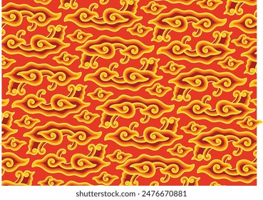 Motif Mega Mendung, batik motif typical of West Java Indonesia, curved line pattern with cloud objects, with developments and various artistic colors