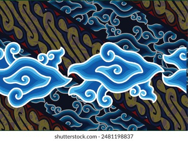 Motif Mega Mendung, batik motif typical of West Java Indonesia,  Vector Eps 10