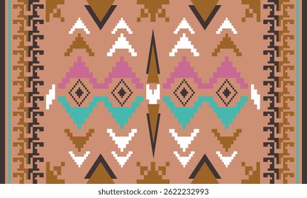 Motief Navajo Ornement geometrische Ikat Boho. Motief harmonieux d'Image vectorielle tribale navajo ontwerp.