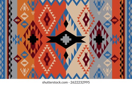 Motif Navajo Ornement geometric Ikat Boho. Motif harmonieux d'Image vectorielle tribale navajo design.