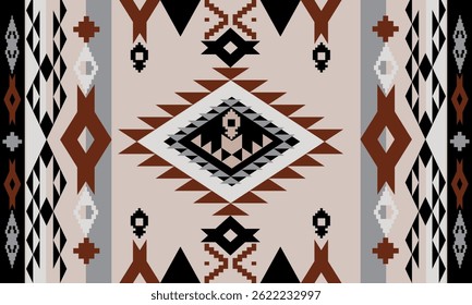 Motief Navajo Ornement geometrische Ikat Boho. Motief harmonieux d'Image vectorielle tribale navajo ontwerp.