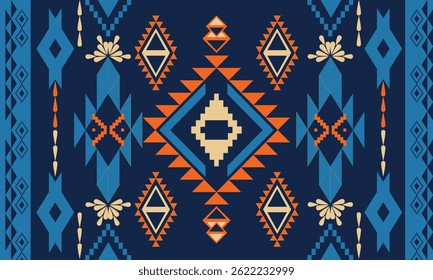 Motief Navajo Ornement geometrische Ikat Boho. Motief harmonieux d'Image vectorielle tribale navajo ontwerp.