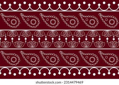 Motif paisley flowers ethnic seamless pattern. Native Asian, Thai, Indonesian, Philippines style. Design for clothing, fabric, wrapping, textile, wallpaper, home decor.