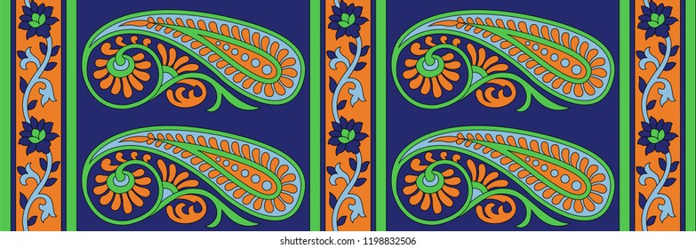 Motif Paisley Pattern with Blue Background