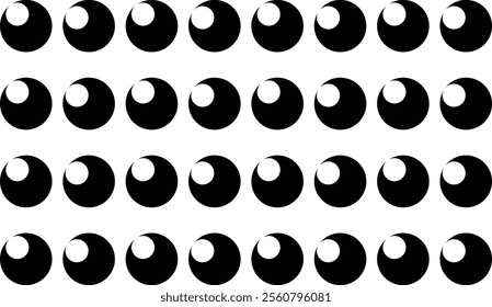  Motif Pattern of the Circle Shape. Modern and Contemporary Style. Black and White Balls, Circles, Dots. 