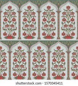 motif pattern floral on green background