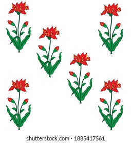 motif pattern red flower on white background