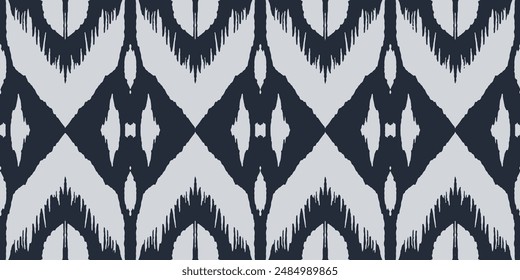 Motif tribal dark blue white chevron , Ethnicity botanical fashion colorful drawing beautiful textile ornamental ogee endless ornament seamless trendy endless pattern illustration stripe vector print 