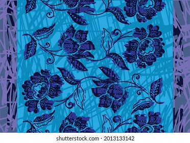 Motif with a very distinctive pattern of plants and flowers. Exclusive vector for design. Vector EPS 10