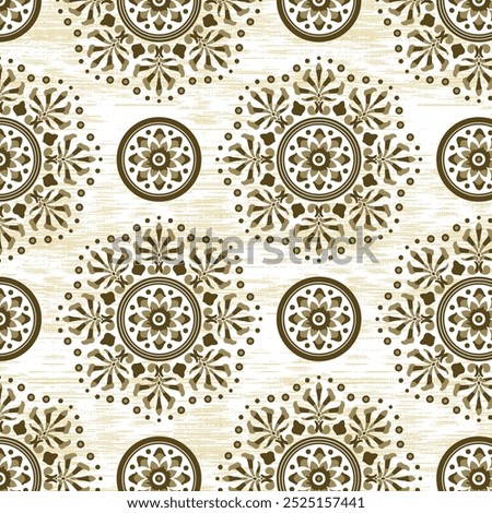 Motific carpet pattern in traditional tribal round style Melange background.