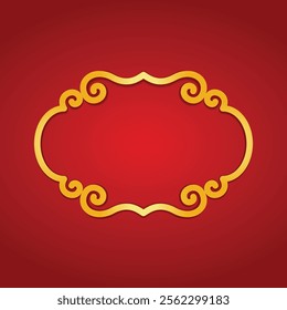 Motif-patterned vector frame. Realistic golden frame template
