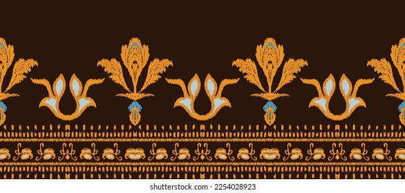 Motifs African boho paisley Floral Ikat pattern embroidery border. Ethnic ikat floral Ethnic Indian Pattern Ikat pattern Ethnic Pattern.Border indian floral Aztec embroidery border seamless patterns.