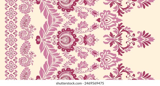 Motifs African boho paisley Floral Ikat pattern embroidery border. Ethnic ikat floral Ethnic Indian Pattern Ikat pattern Ethnic Pattern.Border indian floral Aztec embroidery border seamless patterns.