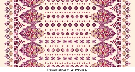 Motifs African boho paisley Floral Ikat pattern embroidery border. Ethnic ikat floral Ethnic Indian Pattern Ikat pattern Ethnic Pattern.Border indian floral Aztec embroidery border seamless patterns.