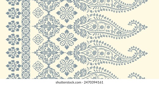 Motifs African boho paisley Floral Ikat pattern embroidery border. Ethnic ikat floral Ethnic Indian Pattern Ikat pattern Ethnic Pattern.Border indian floral Aztec embroidery border seamless patterns.