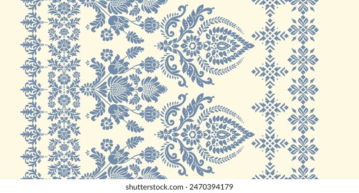 Motifs African boho paisley Floral Ikat pattern embroidery border. Ethnic ikat floral Ethnic Indian Pattern Ikat pattern Ethnic Pattern.Border indian floral Aztec embroidery border seamless patterns.