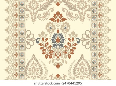 Motifs African boho paisley Floral Ikat pattern embroidery border. Ethnic ikat floral Ethnic Indian Pattern Ikat pattern Ethnic Pattern.Border indian floral Aztec embroidery border seamless patterns.