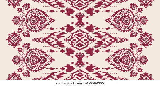 Motivos Boho Africano Paisley Floral Ikat patrón bordado borde. Patrón étnico indio Ikat patrón étnico. Patrón étnico. Patrón étnico. Borde de los patrones sin costuras de bordado azteca floral india.