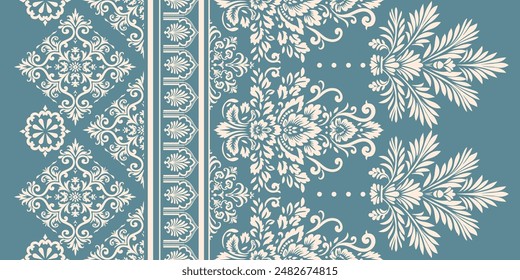 Motifs African boho paisley Floral Ikat pattern embroidery border. Ethnic ikat floral Ethnic Indian Pattern Ikat pattern Ethnic Pattern.Border indian floral Aztec embroidery border seamless patterns.