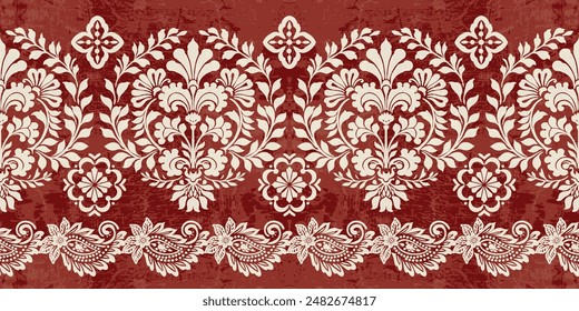 Motivos Boho Africano Paisley Floral Ikat patrón bordado borde. Patrón étnico indio Ikat patrón étnico. Patrón étnico. Patrón étnico. Borde de los patrones sin costuras de bordado azteca floral india.