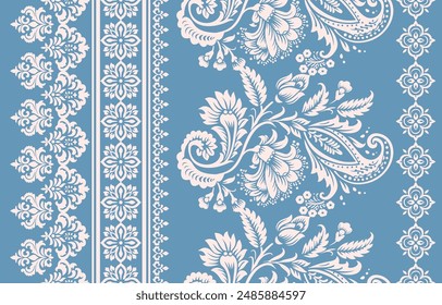 Motivos Boho Africano Paisley Floral Ikat patrón bordado borde. Patrón étnico indio Ikat patrón étnico. Patrón étnico. Patrón étnico. Borde de los patrones sin costuras de bordado azteca floral india.