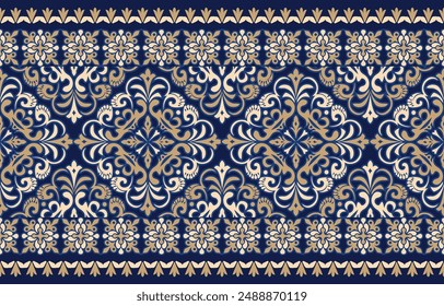 Motifs African boho paisley Floral Ikat pattern embroidery border. Ethnic ikat floral Ethnic Indian Pattern Ikat pattern Ethnic Pattern.Border indian floral Aztec embroidery border seamless patterns.