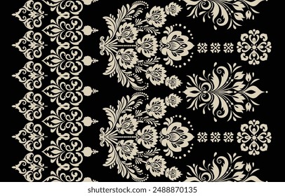 Motifs African boho paisley Floral Ikat pattern embroidery border. Ethnic ikat floral Ethnic Indian Pattern Ikat pattern Ethnic Pattern.Border indian floral Aztec embroidery border seamless patterns.