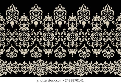 Motifs African boho paisley Floral Ikat pattern embroidery border. Ethnic ikat floral Ethnic Indian Pattern Ikat pattern Ethnic Pattern.Border indian floral Aztec embroidery border seamless patterns.