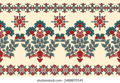 Motifs African boho paisley Floral Ikat pattern embroidery border. Ethnic ikat floral Ethnic Indian Pattern Ikat pattern Ethnic Pattern.Border indian floral Aztec embroidery border seamless patterns.
