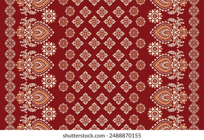 Motifs frise de broderie motif floral Ikat cachemire africain. Ethnic ikat floral Ethnic Indian Motif Ikat Motif Ethnique Motif Ethnique Motif Ethnique.Frontalier floral indien Aztec broderie motifs frontaliers harmonieux.