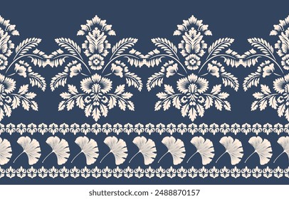 Motivos Boho Africano Paisley Floral Ikat patrón bordado borde. Patrón étnico indio Ikat patrón étnico. Patrón étnico. Patrón étnico. Borde de los patrones sin costuras de bordado azteca floral india.