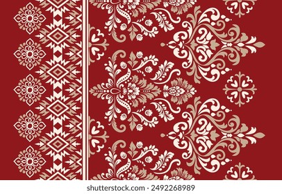 Motifs African boho paisley Floral Ikat pattern embroidery border. Ethnic ikat floral Ethnic Indian Pattern Ikat pattern Ethnic Pattern.Border indian floral Aztec embroidery border seamless patterns.