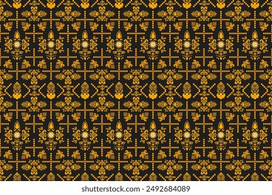 Motifs African boho paisley Floral Ikat pattern embroidery border. Ethnic ikat floral Ethnic Indian  Ethnic blue white yellow Designed for fabric patterns, pants pattern