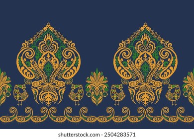 Motifs African boho paisley Floral embroidery Ikat pattern border. Ethnic ikat floral Ethnic Indian Pattern Ikat pattern Ethnic Pattern.Border indian floral Aztec embroidery border seamless patterns.