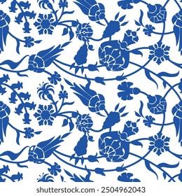 Motifs African boho paisley Floral Ikat pattern embroidery border. Ethnic ikat floral Ethnic Indian Pattern Ikat pattern Ethnic Pattern.Border indian floral seamless patterns. blue and white