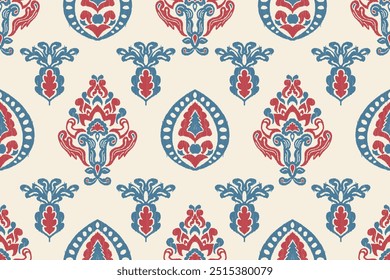 Motivos Boho africano paisley Bordado floral Ikat patrón borde. Patrón étnico de Ikat Patrón étnico de Ikat Patrón étnico. Frontera floral india bordado azteca patrones sin costuras.