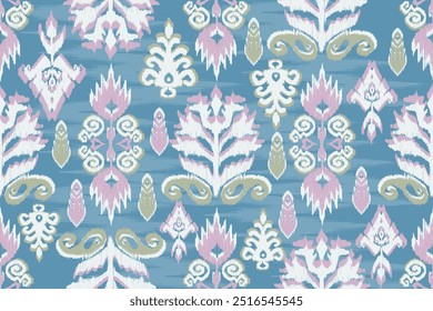 Motivos Africano boho paisley Floral Ikat padrão bordado fronteira. Etnia ikat floral padrão étnico indiano padrão Ikat Padrão étnico.Borda floral indiano bordado asteca borda sem costura padrões.