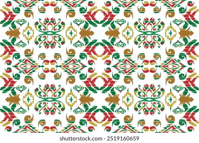 Motifs African boho paisley Floral Ikat padrão bordado borda."Este conteúdo foi criado usando ferramentas de desenho vetorial e software, não gerado pela AI"