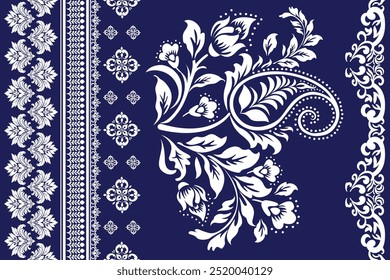 Motivos Boho africano paisley Floral Ikat patrón bordado frontera. Patrón étnico de Ikat Patrón étnico de Ikat Patrón étnico. Frontera floral india bordado azteca patrones sin costuras.