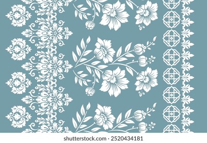 Motifs African boho paisley Floral Ikat pattern embroidery border. Ethnic ikat floral Ethnic Indian Pattern Ikat pattern Ethnic Pattern.Border indian floral Aztec embroidery border seamless patterns.