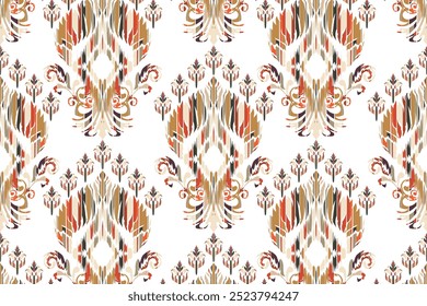 Motivos Boho africano paisley Floral Ikat patrón bordado frontera. Ethnic ikat floral Ethnic Indian Pattern."Este contenido fue creado usando herramientas de dibujo de Vectores y software, no generado por IA"