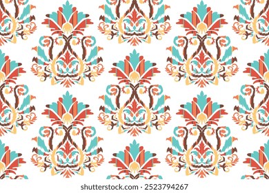 Motifs African boho paisley Floral Ikat pattern embroidery border. Ethnic ikat floral Ethnic Indian Pattern."This content was created using vector drawing tools and software, not generated by AI"