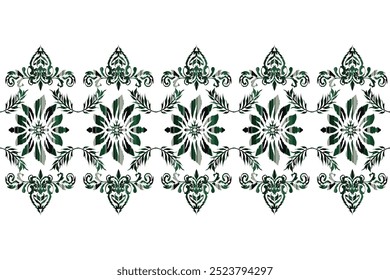 Motifs African boho paisley Floral Ikat pattern embroidery border. Ethnic ikat floral Ethnic Indian Pattern."This content was created using vector drawing tools and software, not generated by AI"
