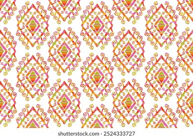 Motivos Boho africano paisley Floral Ikat patrón bordado frontera. Ethnic ikat floral Ethnic Indian Pattern."Este contenido fue creado usando herramientas de dibujo de Vectores y software, no generado por IA"