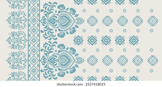 Motifs African boho paisley Floral Ikat pattern embroidery border. Ethnic ikat floral Ethnic Indian Pattern Ikat pattern Ethnic Pattern.Border indian floral Aztec embroidery border seamless patterns.