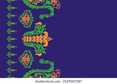 Motifs African boho paisley Floral Ikat seamless pattern embroidery border. Ethnic ikat floral Ethnic Indian Pattern Ikat pattern Ethnic Pattern.Border floral Aztec embroidery border seamless patterns